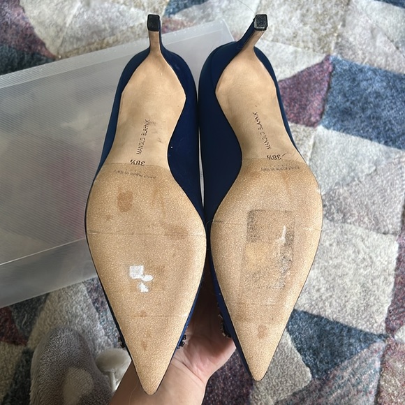Manolo Blahnik Crystal Hangisi 70 Royal Blue 8.5 - Picture 4 of 8